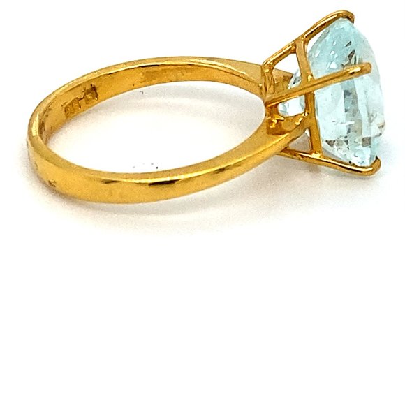 Aquamarine 4.97ct Solid 22K Yellow Gold Ring - Picture 4 of 7